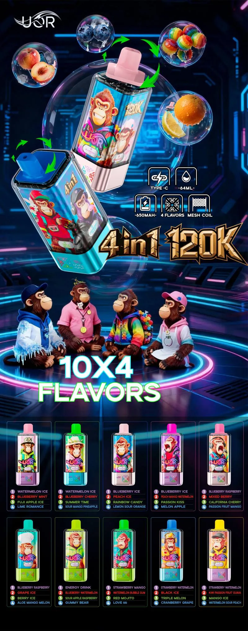 UOR 4IN1 120K PUFF 123 UOR 4IN1 120K PUFF 123